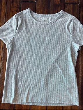 Gap Short-Sleeve Ribbed Tee - Light Gray